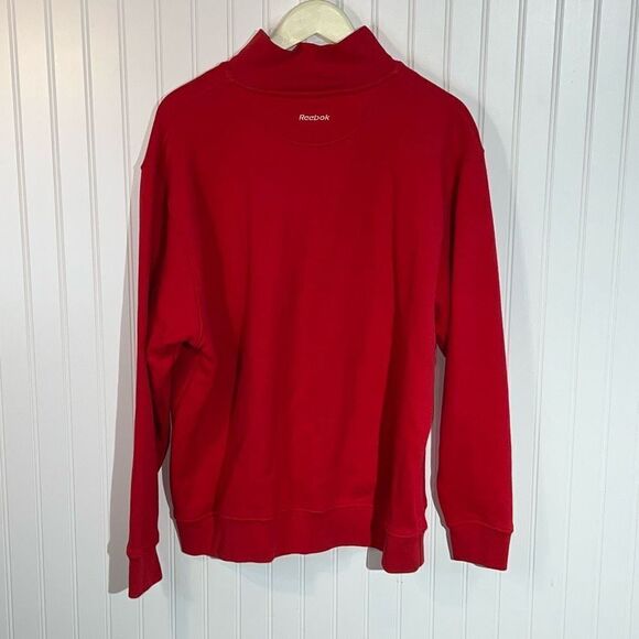Reebok Houston Texas Sweatshirt Men XLarge Red Pullover 1/4 Zip Long Slv Fleece - Picture 9 of 13